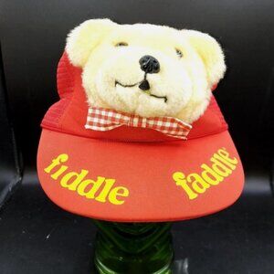 FIDDLE FADDLE VINTAGE trucker cap teddy bear weird snapback hat advertising